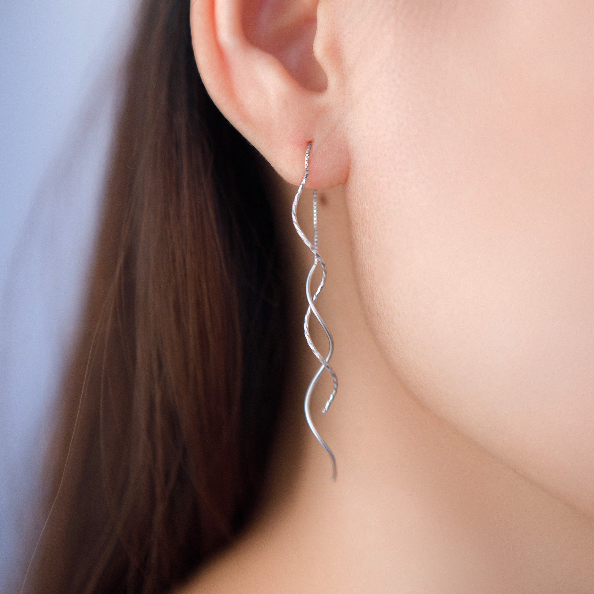 Sterling Silver Ear Threaders Earrings Collection – The Silver Luna