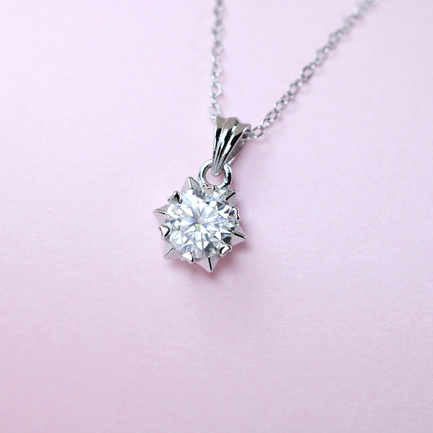 Moissanite silver  pendant necklace