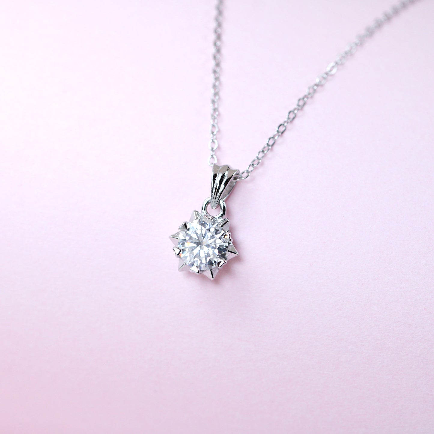 Moissanite silver  pendant necklace