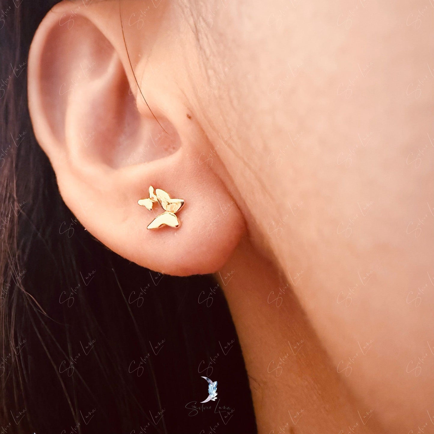 screw back butterfly stud earrings