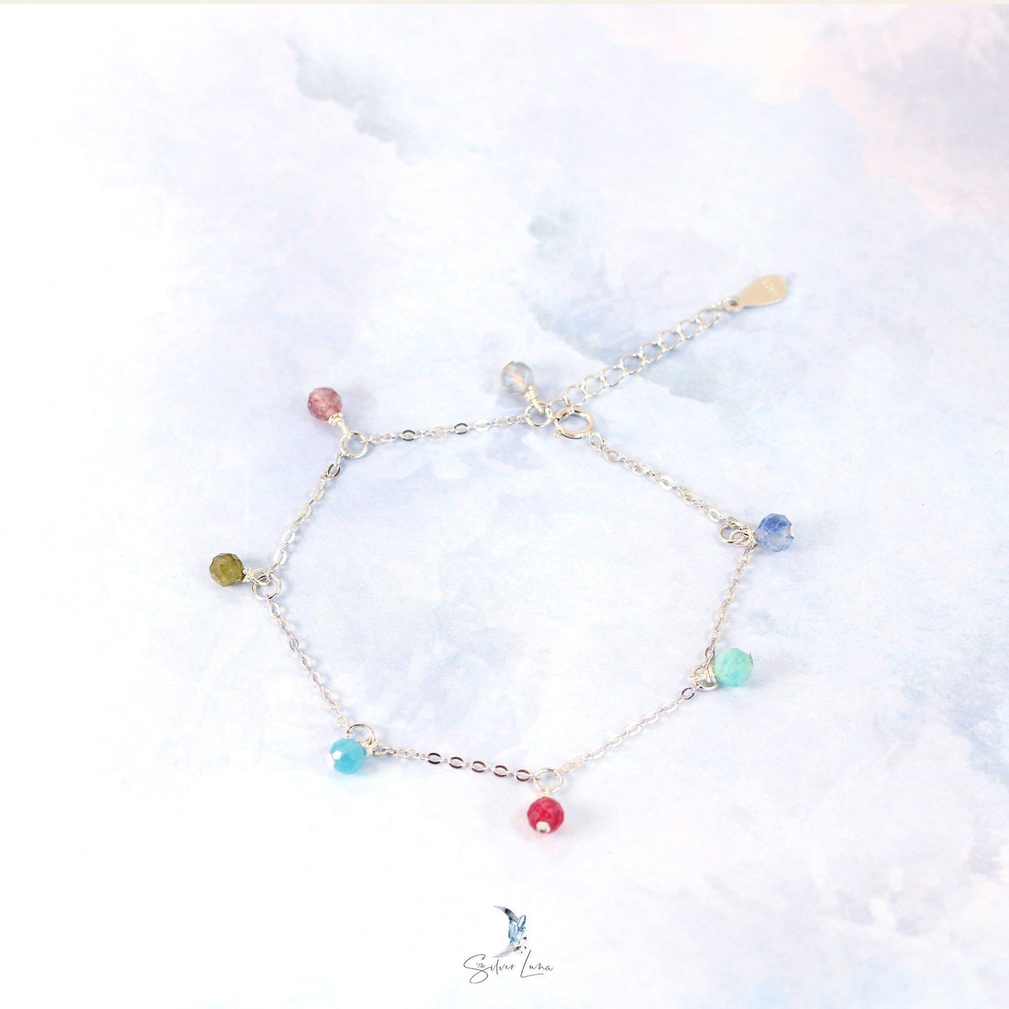 The seven chakra gemstone silver bracelet