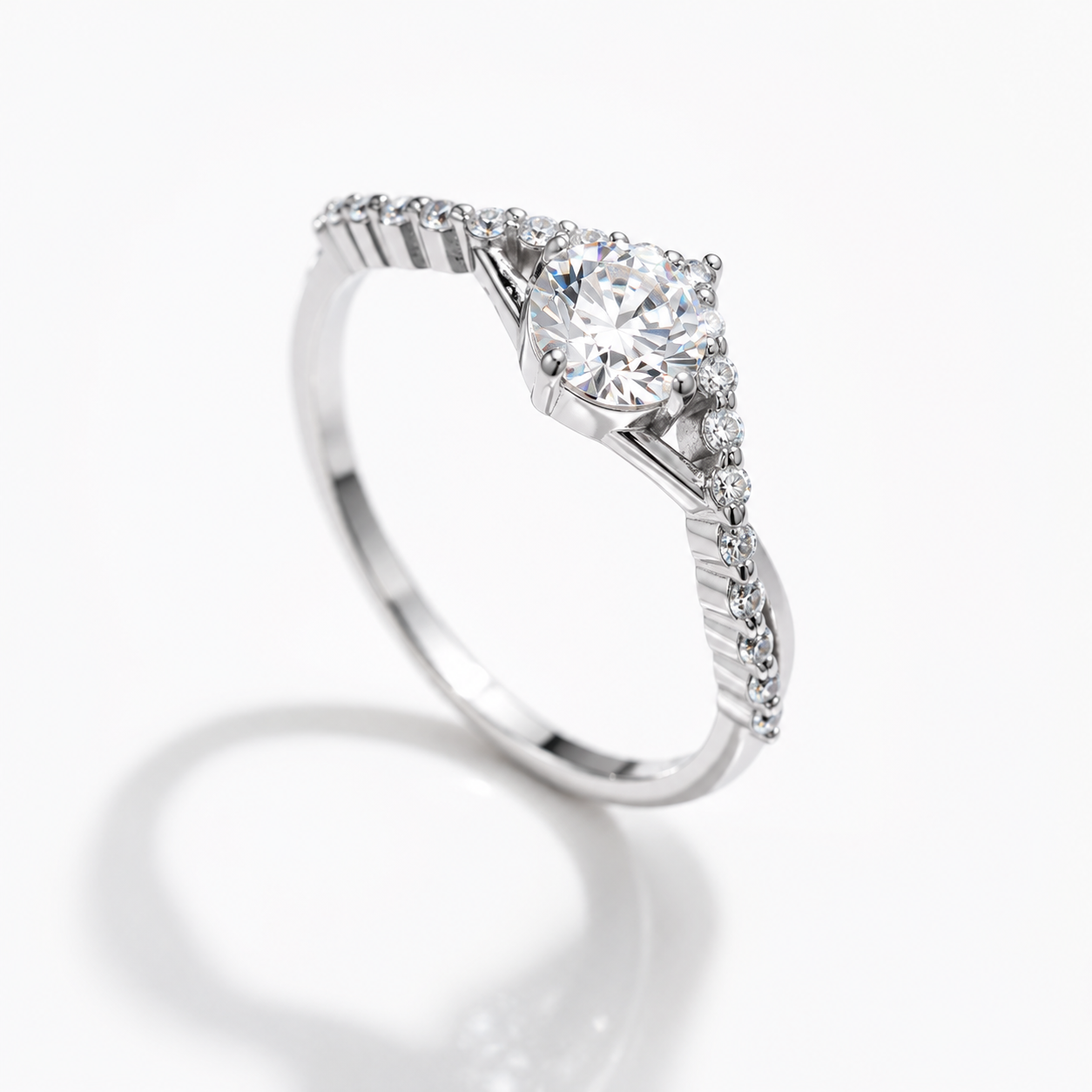 Diamond ring with a white background