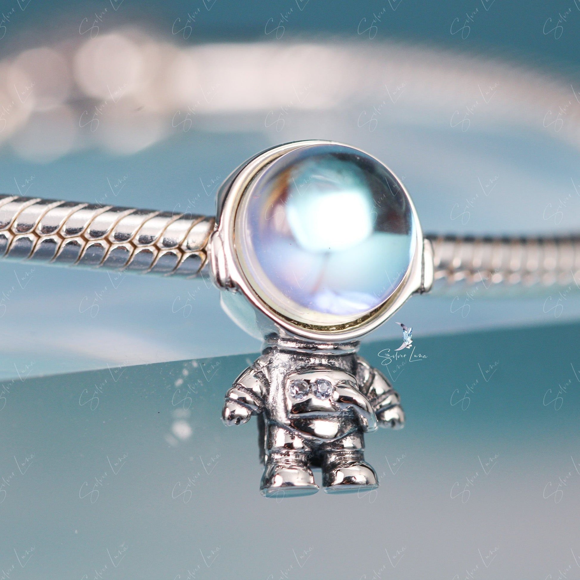 Astronaut Silver Bracelet Bead Charm