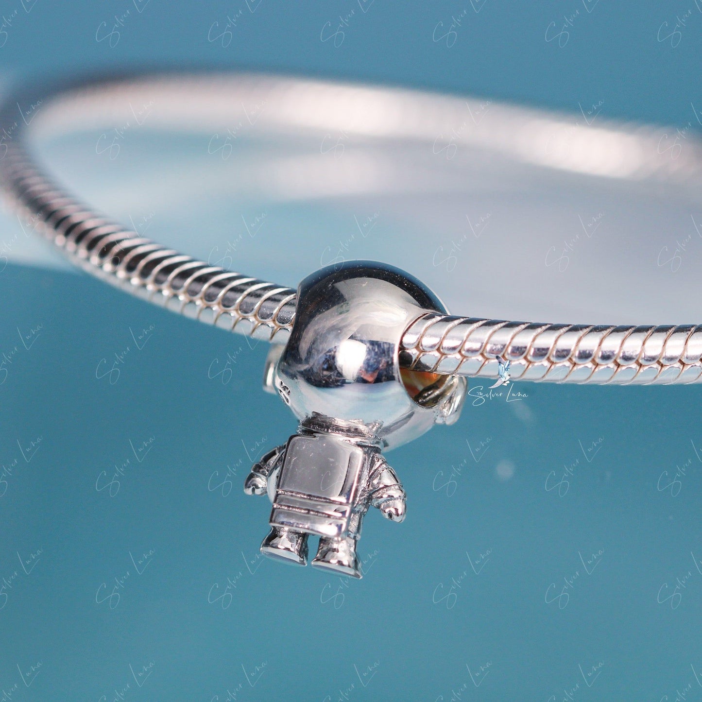 Astronaut silver bracelet bead charm