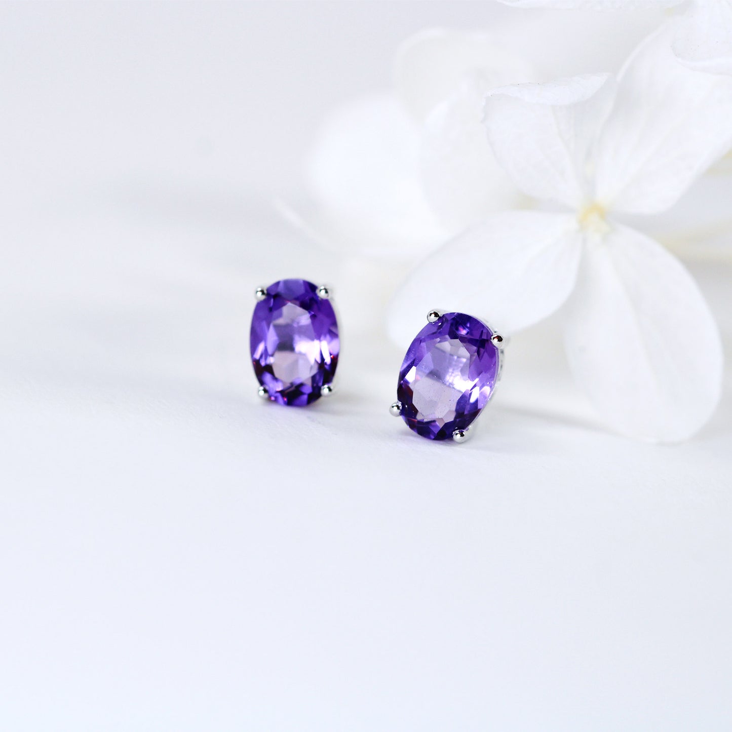 Amethyst sterling silver stud earrings 