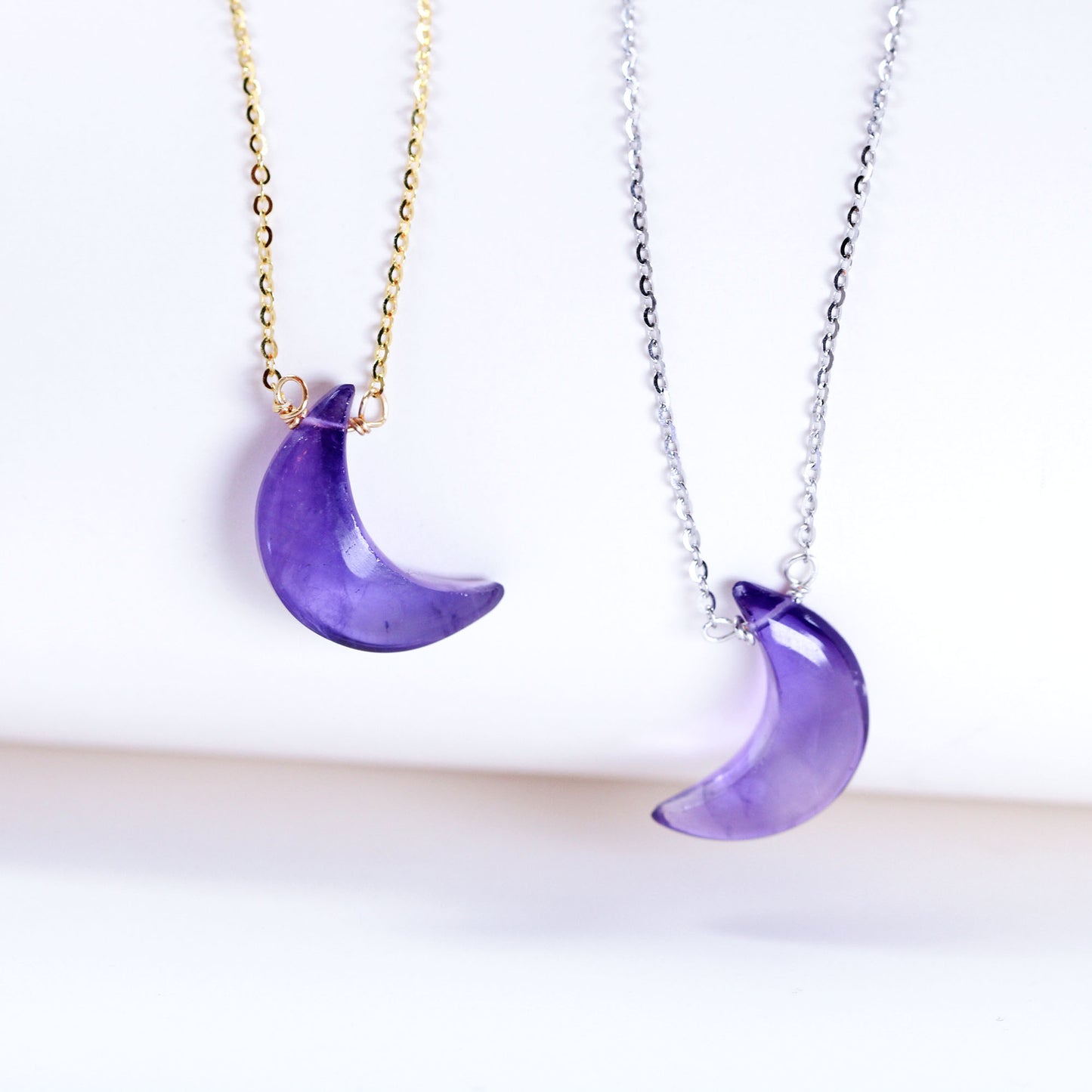 amethyst moon pendant necklace