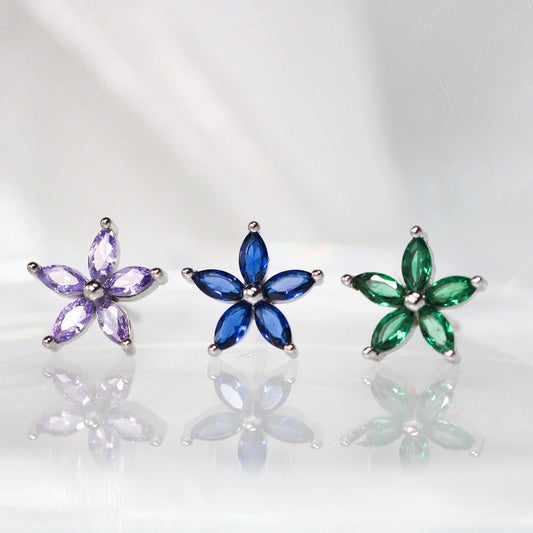 cz flower stud earrings