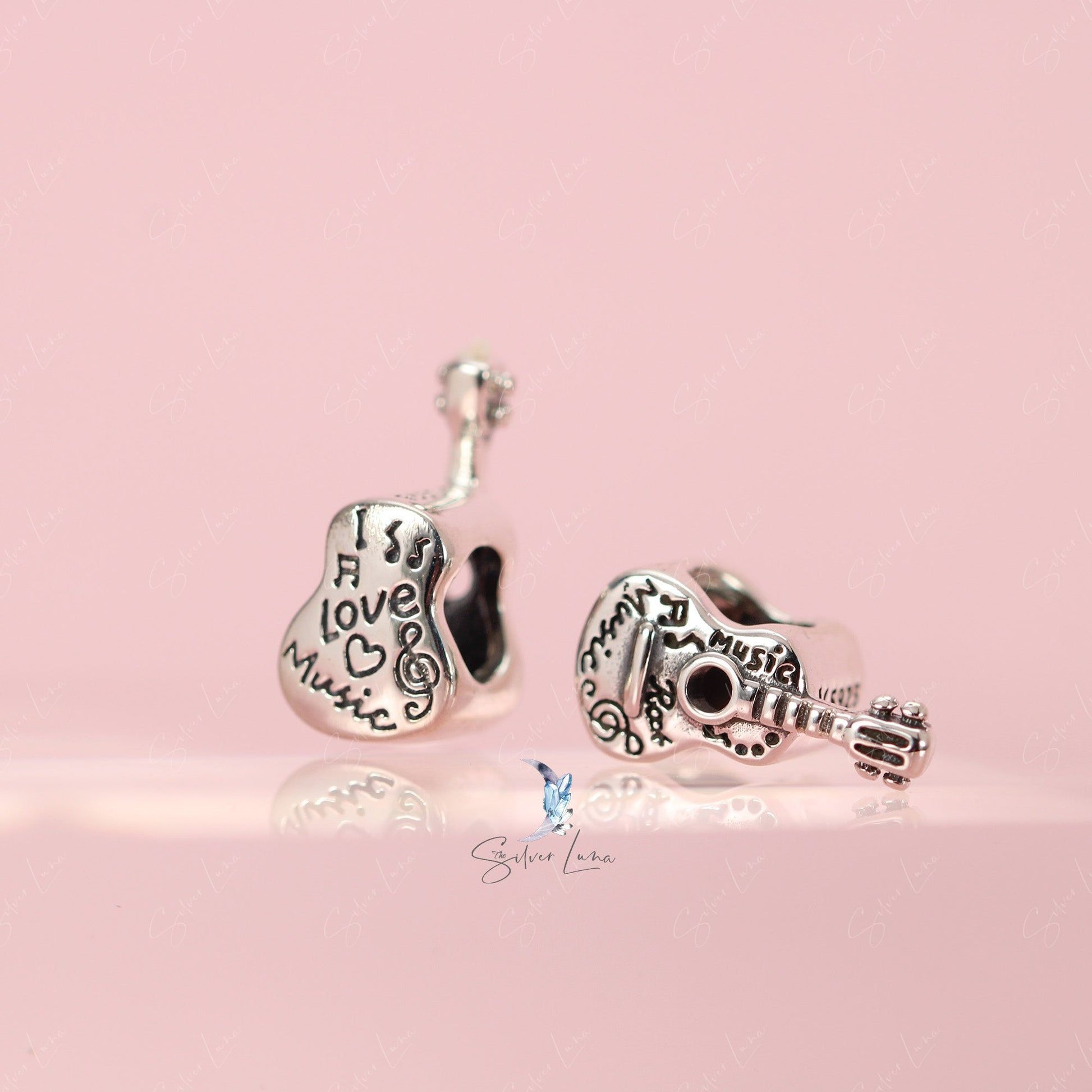 guitar silver bead charm