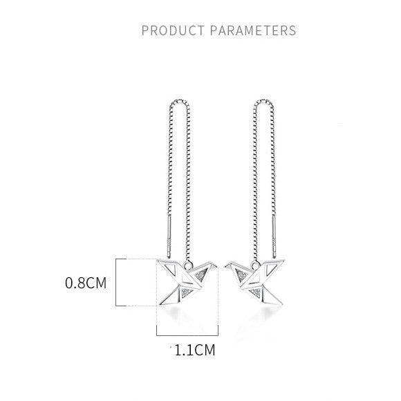 Origami Paper Cranes Ear Threader Earrings