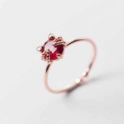 silver ruby cat ring