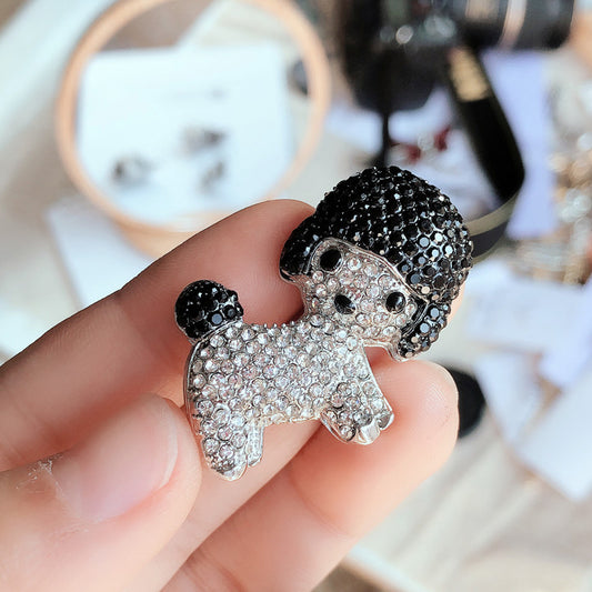 Cute rhinstone dog brooch pin