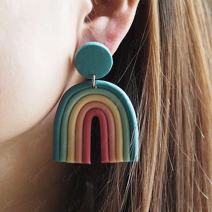 polymer clay rainbow earrings