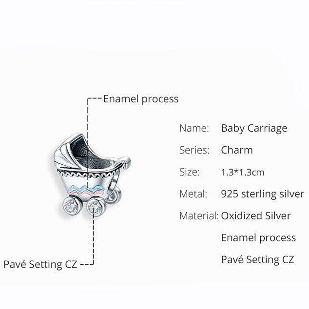 Baby Stroller Sterling Silver Charm