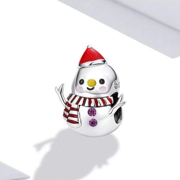 Christmas snowman bead charm for bracelet