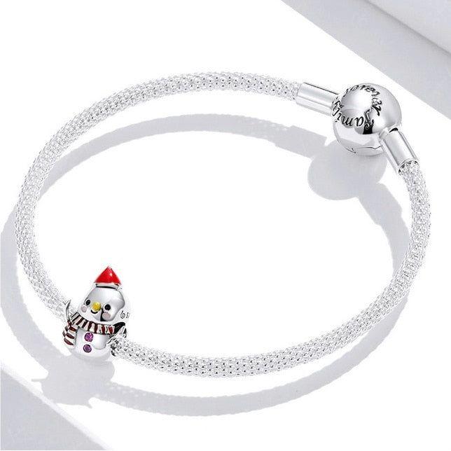 Christmas snowman bead charm for bracelet