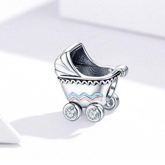 Baby Stroller Sterling Silver Charm