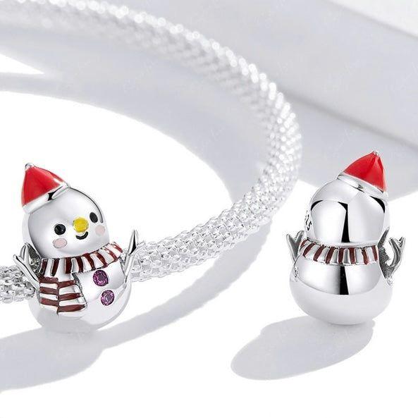 Christmas snowman bead charm for bracelet