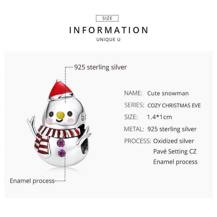 Christmas snowman bead charm for bracelet