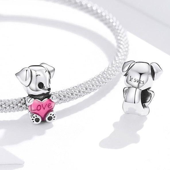 heart dog bead charm