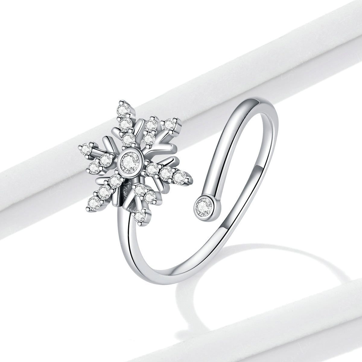 Snowflake adjustable silver ring