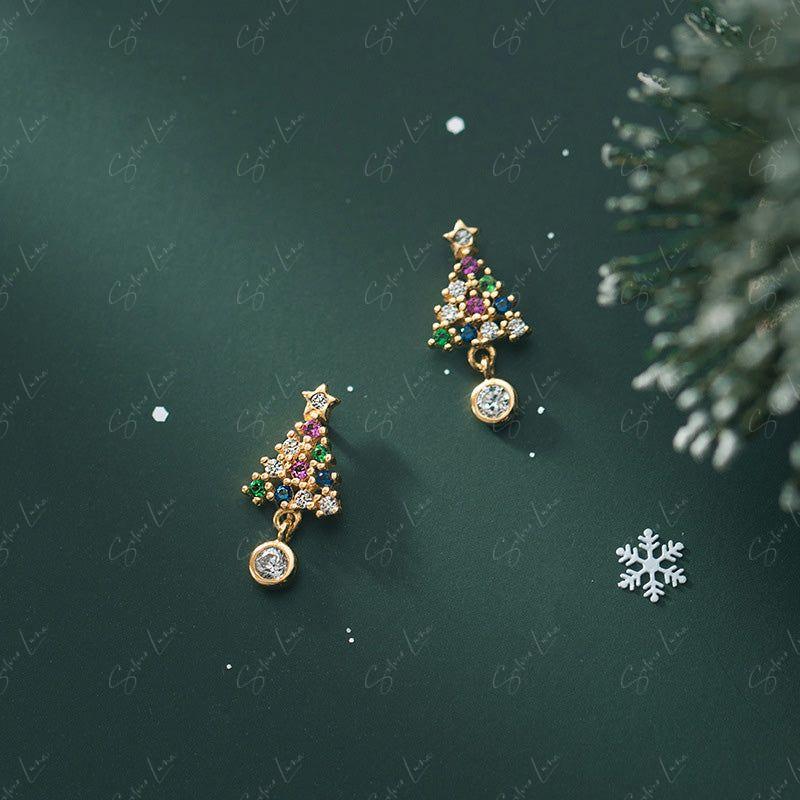 Christmas tree stud earrings