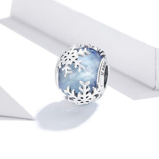 Blue Snowflake Glass Bead Charms