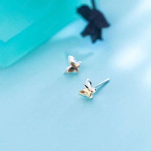 Two Wings Butterfly Sterling Silver Stud Earrings