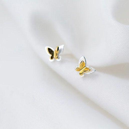 two color butterfly stud earrings