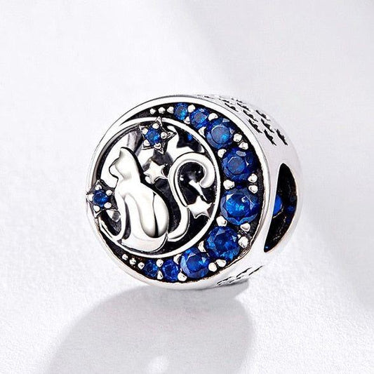 Cat On Blue Moon Bead Charm