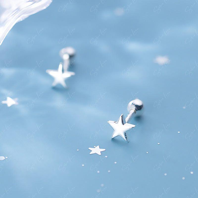 Tiny Star Screw Back Stud Earrings