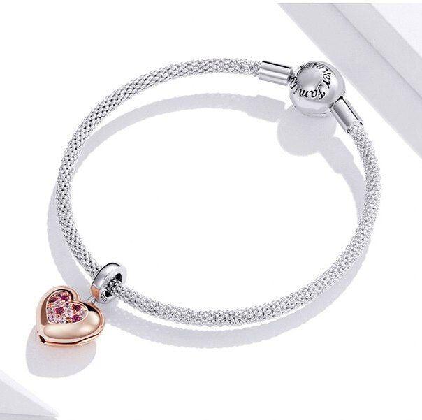 Heart and engagement ring safety chain for bracelet
