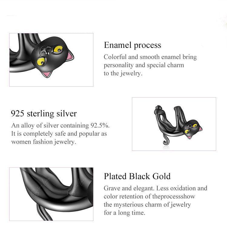 Hanging Black Cat Charm For Bracelet