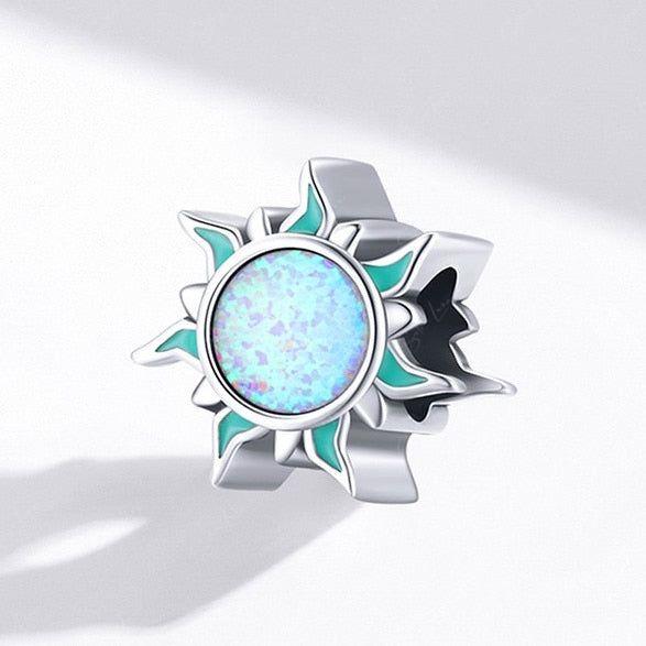 Opal Stone Sun Bead Sterling Silver Charm
