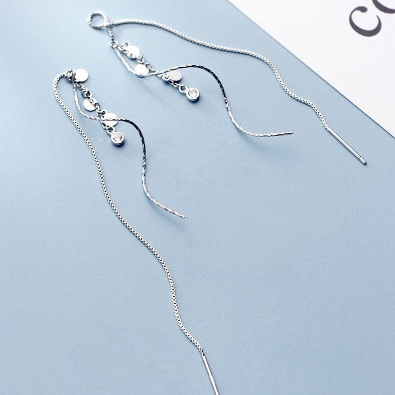 wave circle charm ear threaders