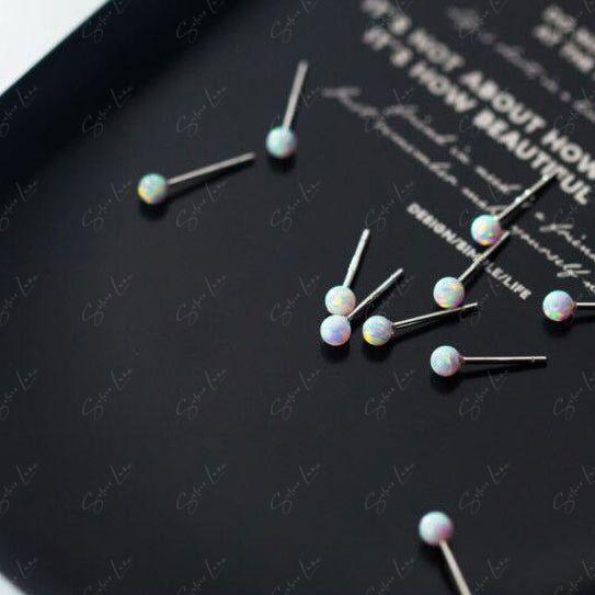 tiny opal sterling silver stud earrings