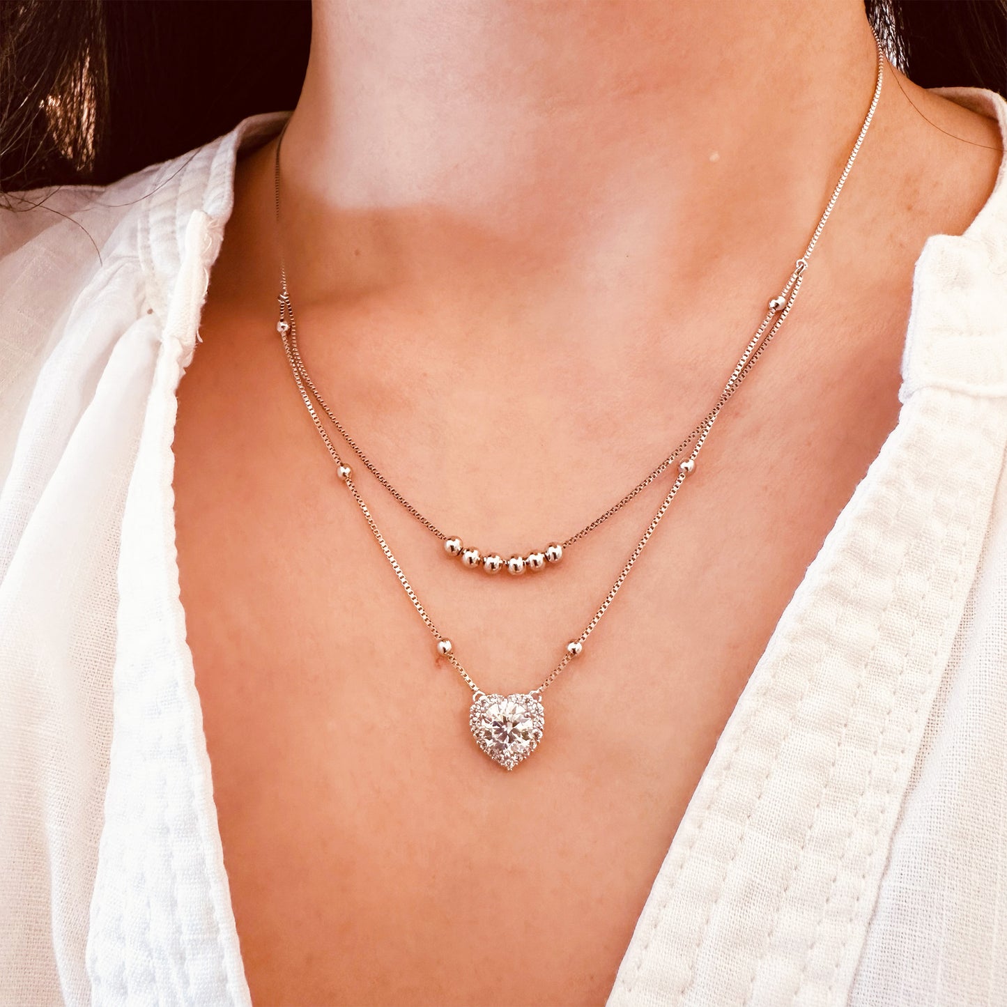 Valentine heart Moissanite pendant necklace