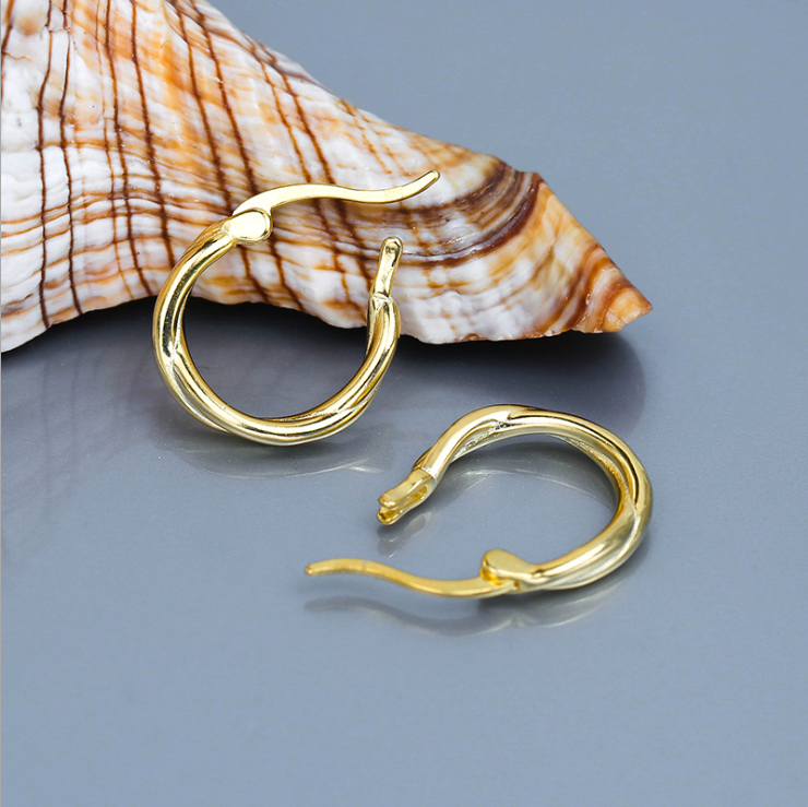 gold plated twist hoop earrings