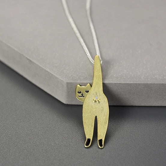 funny cat pendant necklace