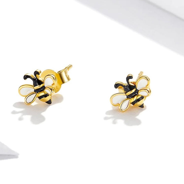 honey bee sterling silver stud earrings