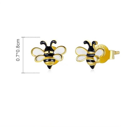 Honey bee gold plated sterling silver stud earrings