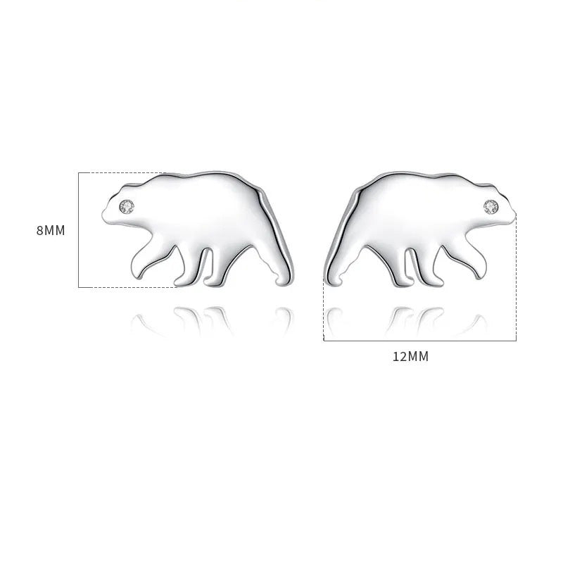 polar bear sterling silver stud earrings