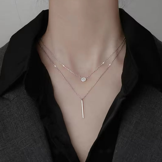 double layer geometric stick pendant