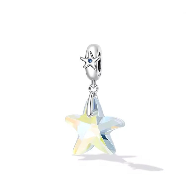 crystal starfish pendant silver charm