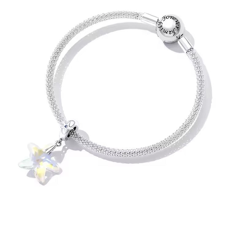 crystal starfish pendant silver charm