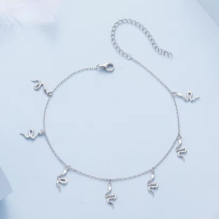 snake charm silver anklet