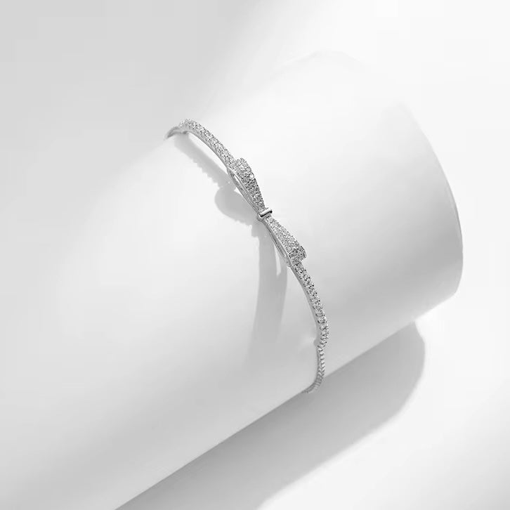 bowtie cubic zirconia sterling silver bracelet