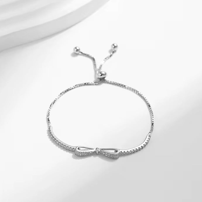 bowtie cubic zirconia sterling silver bracelet