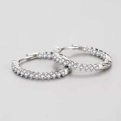 cubic zirconia silver hoop earrings