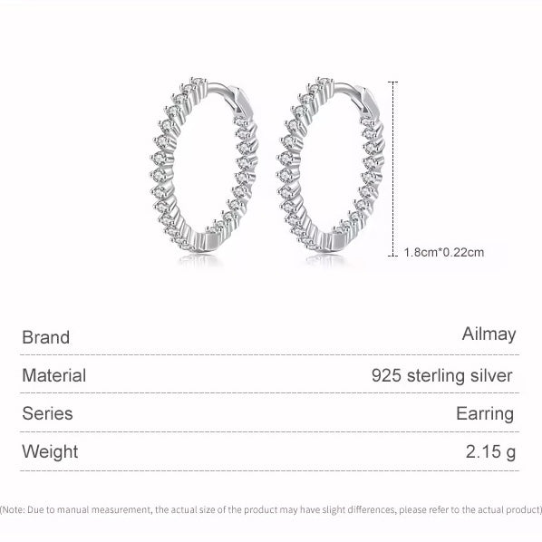 Cubic zirconia sterling silver hoop earrings