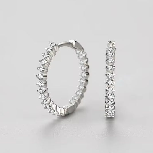 cubic zirconia silver hoop earrings